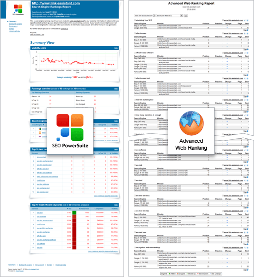 Отчеты по SEO PowerSuite и расширенному веб-рейтингу